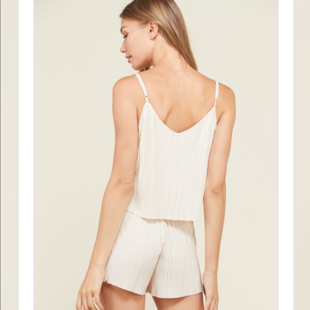 LAST ONE!! (Large) Champagne Pleated Satin Romper - Picture 13 of 14